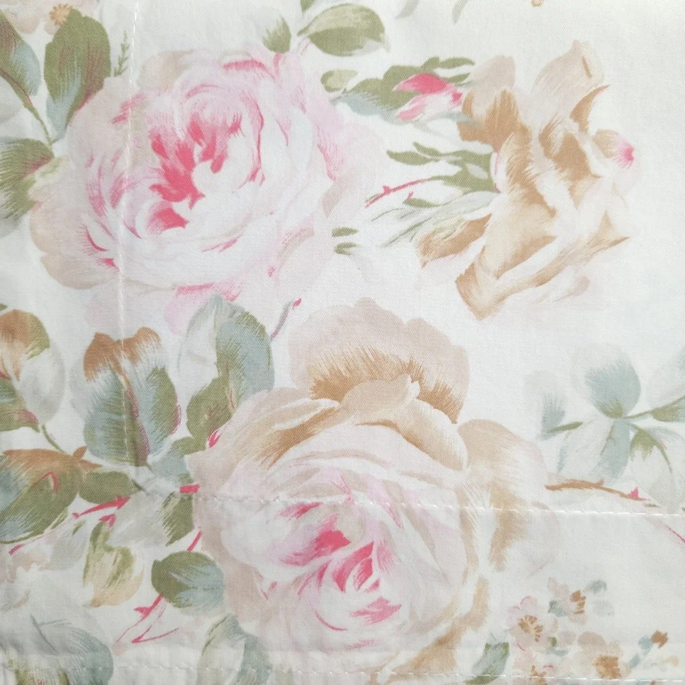 VTG Ralph Lauren Standard Sham Sateen Floral Flange Shabby Romantic Cottage 2pcs